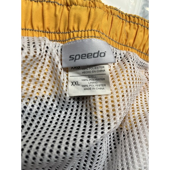 Men's Speedo Board Swim Trunks Navy Blue with White and Yellow Stripes, XXL, New - Picture 10 of 10